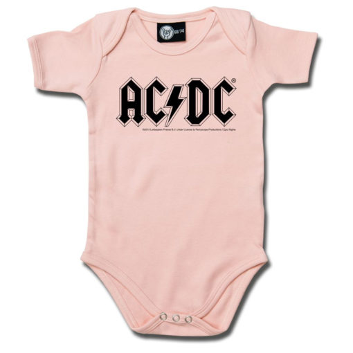 Body bébé de couleur rose avec le logo AC/DC noir