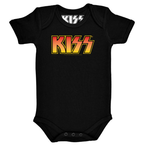 Body KISS pour bébé (noir avec logo du groupe Kiss jaune orangé)