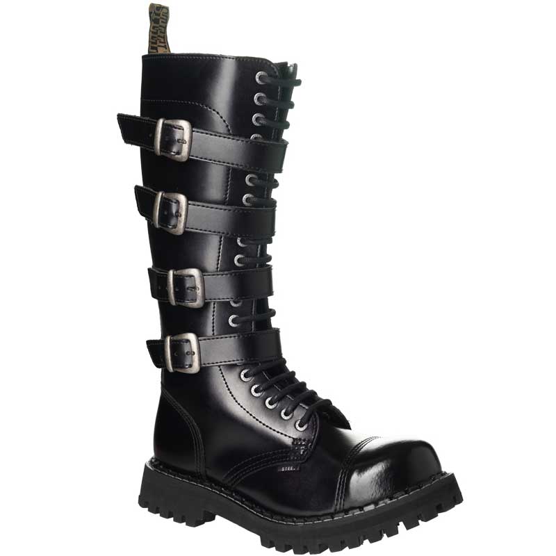 Chaussures coquees noires 4 sangles style boots et bottes punk gothique