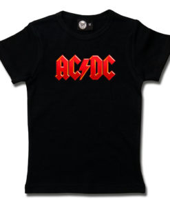 T-shirt AC/DC (ACDC) noir pour fille (logo rouge)