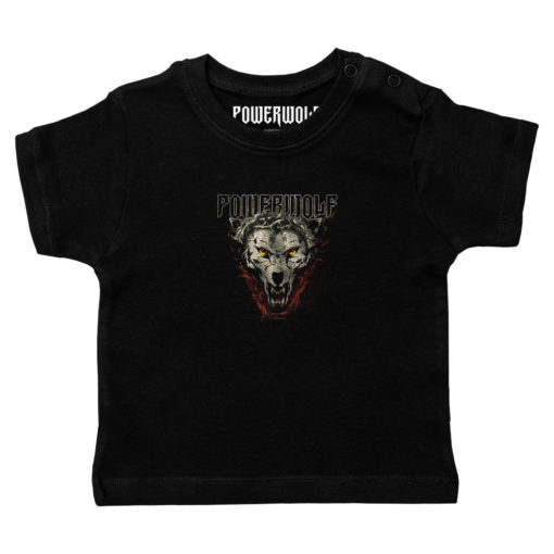 T-shirt bébé Powerwolf noir avec tête de loup