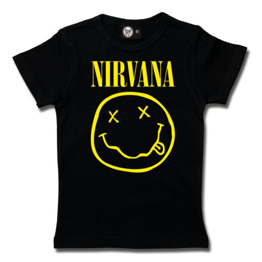 T-shirt Nirvana fille (noir avec le logo smiley jaune)