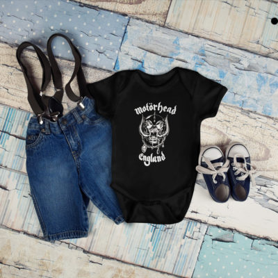 Vêtements bébé dont un body du groupe de Heavy Metal Motörhead noir