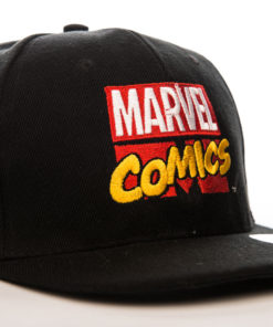 Casquette avec le logo Marvel Comics noir / blanc / jaune et rouge