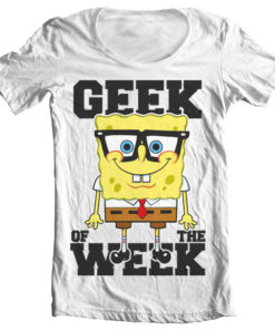 T-Shirt col large Geek Of The Week de couleur Blanc