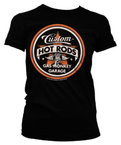 T-Shirt Gas Monkey Garage Custom Hot Rods pour Femme de couleur Noir