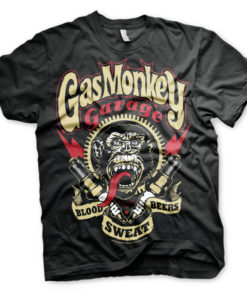 T-Shirt Gas Monkey Garage noir avec Eclairs rouges