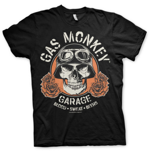 T-Shirt Gas Monkey Garage Skull de couleur Noir