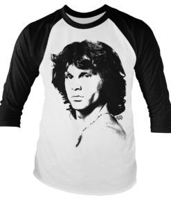 T-Shirt Jim Morrison Portrait Baseball de couleur Blanc/Noir