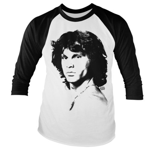 T-Shirt Jim Morrison Portrait Baseball de couleur Blanc/Noir