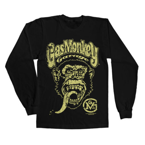 T-shirt manches longues Gas Monkey Garage Big Brand Logo de couleur Noir