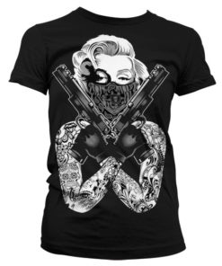 T-Shirt Marilyn Monroe Gangsta Pose pour Femme de couleur Noir