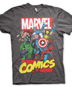T-shirt Marvel Comics Heroes grandes Tailles de couleur Gris Foncé