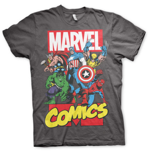T-shirt Marvel Comics Heroes grandes Tailles de couleur Gris Foncé