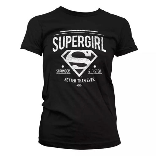 T-shirt Supergirl noir pour femme