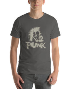 T-shirt punk gris avec un crâne