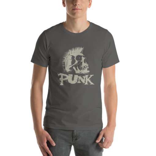 T-shirt punk gris avec un crâne