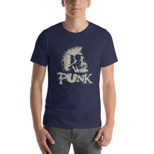 T-shirt punk bleu avec un crâne