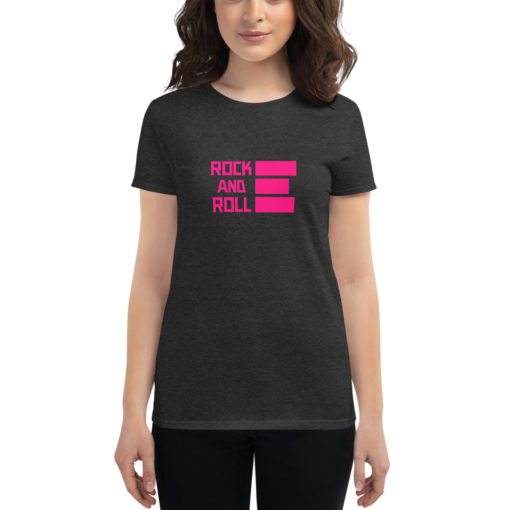 T-shirt Rock and Roll pour femme de couleur gris foncé avec motif rose