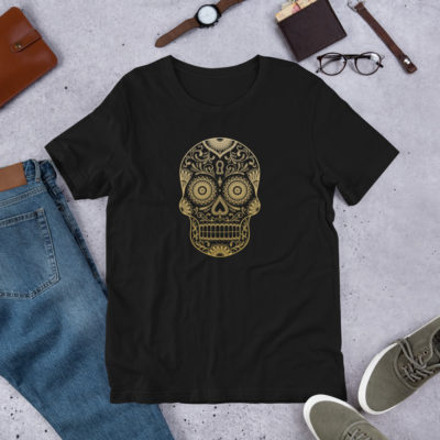 T-shirt avec un crâne mexicain pour homme et de couleur noire