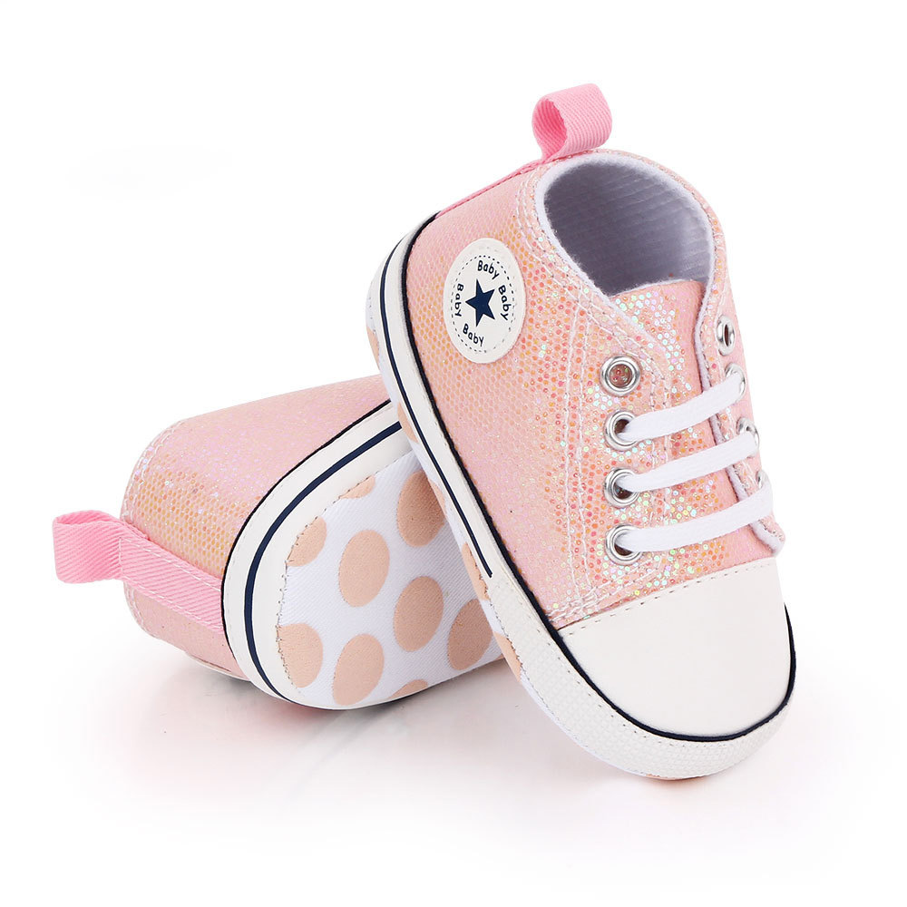 Chaussures brillantes roses pour bébé fille - Chaussures rock pour