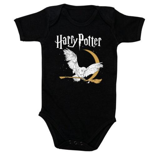 Body Harry Potter pour bébé avec une chouette (noir)