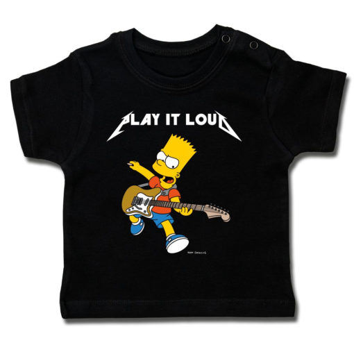 T-shirt rock Bart Simpson et sa guitare pour bébé (noir)
