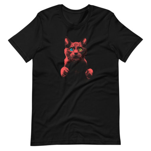 T-shirt noir avec un motif de chat