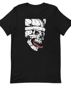 T-shirt avec un crâne portant un casque viking