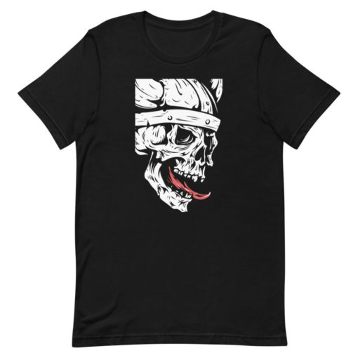 T-shirt avec un crâne portant un casque viking