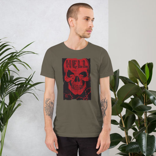 T-shirt Hell tête de mort de couleur vert militaire