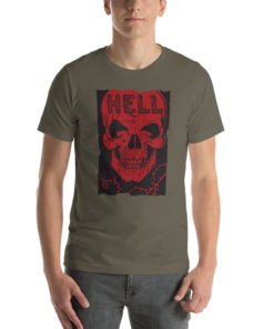 T-shirt Hell tête de mort de couleur vert kaki