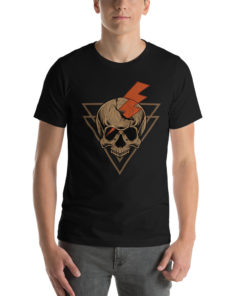 T-shirt pour homme avec une tête de mort transpercée par un éclair (noir)
