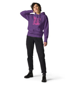 Femme portant un sweat à capuche Rock and Roll violet