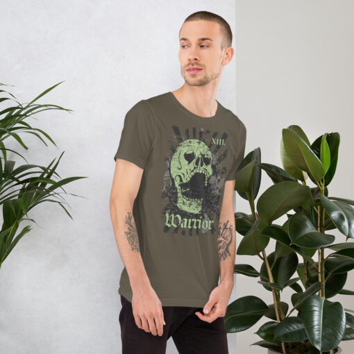 t-shirt tête de mort vert militaire pour homme (avec label warrior)