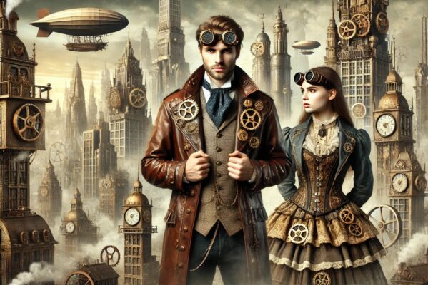 Une homme et une femme ayant le style steampunk